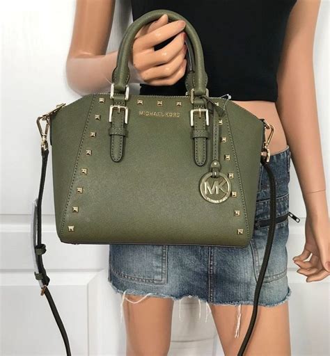 olive green michael kors purse